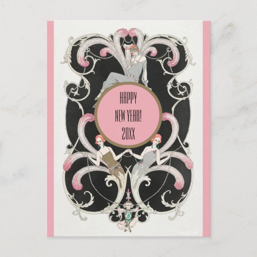 Editable  Roaring Twenties Happy Nieuwjaar Briefkaart (Voorkant)