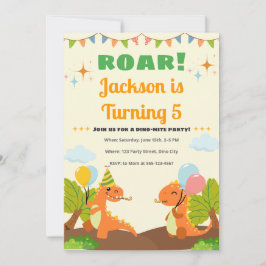 Editable Roarsome Dinosaur Birthday Invitation Kaart