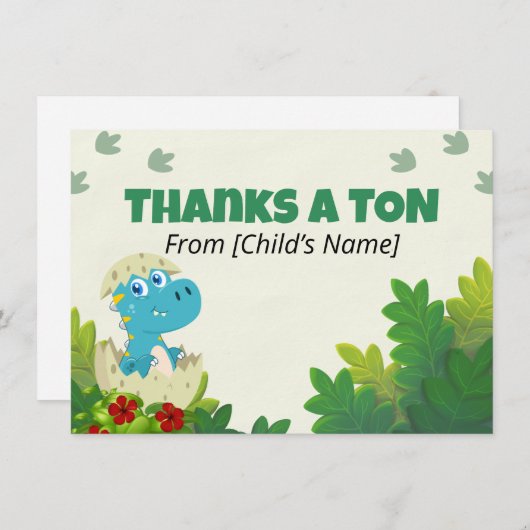 Editable Roarsome Dinosaur Thank You Card Bedankkaart (Voorkant / Achterkant)