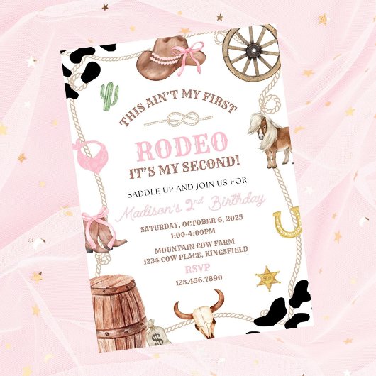 Editable Rodeo Birthday invitation-rodeo party-cow Kaart