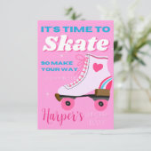 Editable Roller Skating Birthday Party Digital Kaart (Staand voorkant)