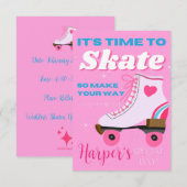 Editable Roller Skating Birthday Party Digital Kaart (Voorkant / Achterkant)