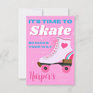 Editable Roller Skating Birthday Party Digital Kaart
