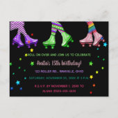 Editable Roller Skating Birthday Party Uitnodiging Briefkaart (Voorkant)