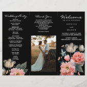 Editable Romantic Floral Trifold Wedding Programme Flyer (Voorkant)
