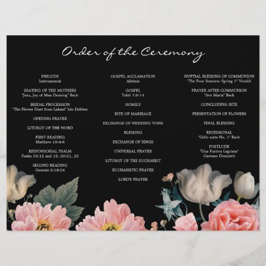 Editable Romantic Floral Trifold Wedding Programme Flyer (Achterkant)