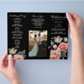 Editable Romantic Floral Trifold Wedding Programme Flyer (Hand)