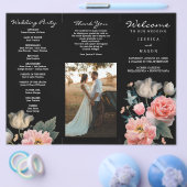 Editable Romantic Floral Trifold Wedding Programme Flyer (Enkel)