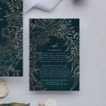 Editable Romantic Flower Wreath Emerald Gold Foil Informatiekaartje<br><div class="desc">Dit is onderdeel van een collectie - indien nodig kunt u contact met mij opnemen voor hulp of meer *geen echte folie</div>
