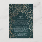 Editable Romantic Flower Wreath Emerald Gold Foil Informatiekaartje (Voorkant)