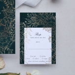 Editable Romantic Flower Wreath Emerald Gold Foil RSVP Kaartje<br><div class="desc">Dit is onderdeel van een collectie - indien nodig kunt u contact met mij opnemen voor hulp of meer *geen echte folie</div>