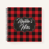 EDITABLE rood & zwart Buffalo Plaid Gepersonalisee Notitieboek (Voorkant)