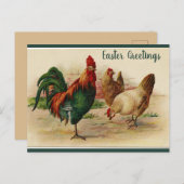 Editable Rooster and Hens Easter Briefkaart (Voorkant / Achterkant)