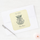 Editable Royal Crown Bookplate Vierkante Sticker (Envelop)