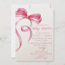 EDITABLE Roze Bow Invitation voor Baby shower