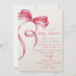 EDITABLE Roze Bow Invitation voor Baby shower Kaart