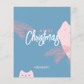 Editable, roze rode kersttrivia, feestelijke wedst (Achterkant)