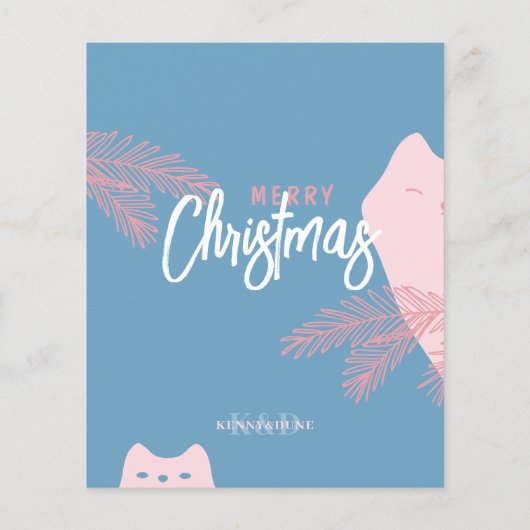 Editable, roze rode kersttrivia, feestelijke wedst (Achterkant)