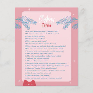 Editable, roze rode kersttrivia, feestelijke wedst
