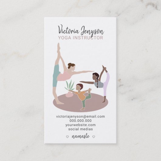 Editable roze spirituele yoga instructeur boho pos visitekaartje (Voorkant)