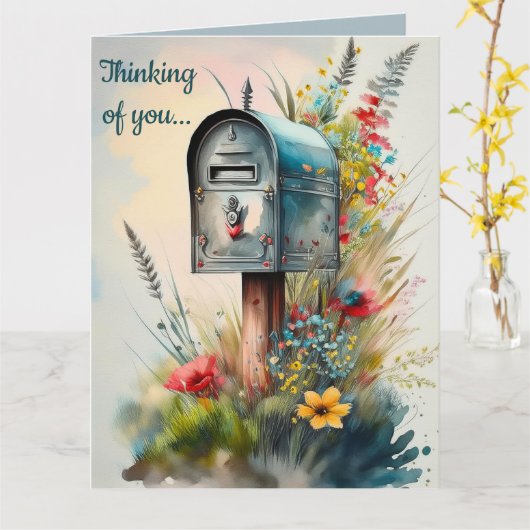 Editable Rural Mailbox and Flowers Kaart (Gele Bloem)