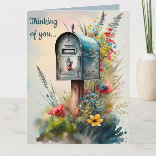 Editable Rural Mailbox and Flowers Kaart (Voorkant)