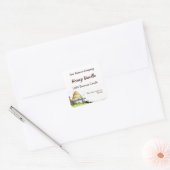 Editable Rustic Beehive and Clouds 1,5-inch kaars Vierkante Sticker (Envelop)