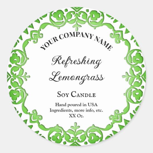 Editable Rustic Green Floral Candle Label (Voorkant)