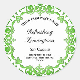 Editable Rustic Green Floral Candle Label