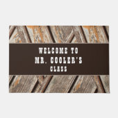Editable Rustic Neutral Western Classroom Welkom Deurmat (Voorkant)