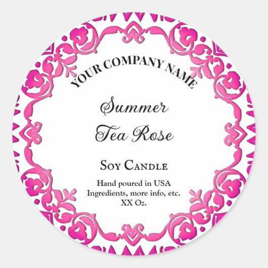 Editable Rustic Pink Floral Kandle Label (Voorkant)