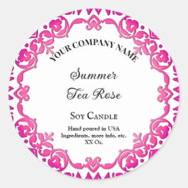 Editable Rustic Pink Floral Kandle Label