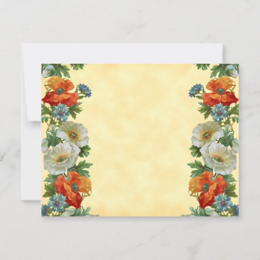 Editable Rustic Poppy and Cornflower Faux Canvas Notitiekaartje (Achterkant)