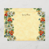 Editable Rustic Poppy and Cornflower Faux Canvas Notitiekaartje (Voorkant / Achterkant)