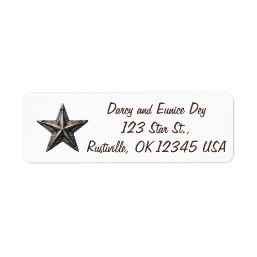Editable Rustic Star Return Address Etiket (Voorkant)