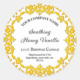 Editable Rustic Yellow Floral Candle Ronde Sticker