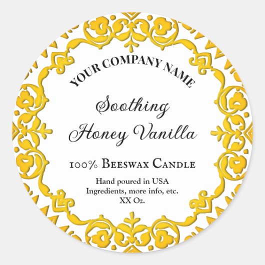 Editable Rustic Yellow Floral  Candle Ronde Sticker (Voorkant)