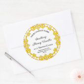 Editable Rustic Yellow Floral  Candle Ronde Sticker (Envelop)
