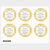 Editable Rustic Yellow Floral  Candle Ronde Sticker (Vel)
