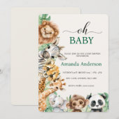 Editable Safari Baby Shower Invitation Template Kaart (Voorkant / Achterkant)