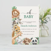 Editable Safari Baby Shower Invitation Template Kaart (Staand voorkant)