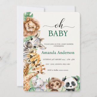 Editable Safari Baby Shower Invitation Template Kaart