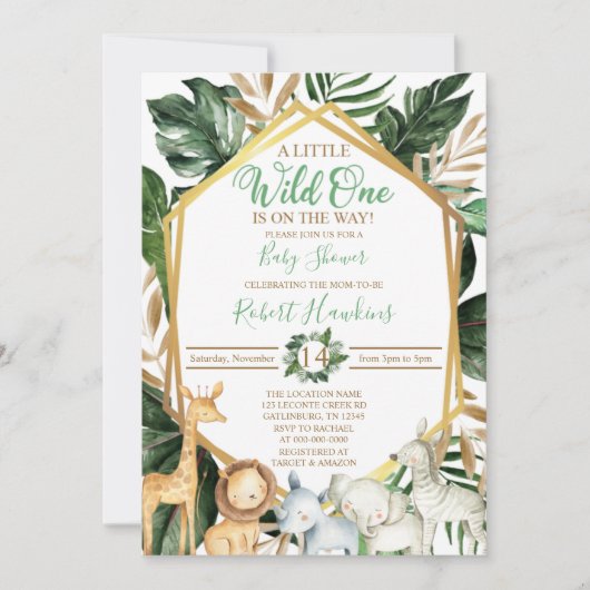 EDITABLE Safari baby shower-uitnodiging Kaart (Voorkant)