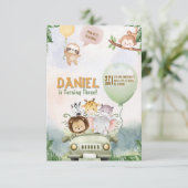 Editable Safari Birthday Invitation Kaart (Staand voorkant)