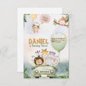 Editable Safari Birthday Invitation Kaart (Voorkant / Achterkant)