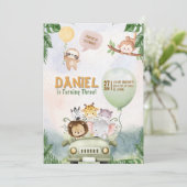 Editable Safari Birthday Invitation Kaart (Staand voorkant)
