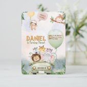 Editable Safari Birthday Invitation Kaart (Staand voorkant)