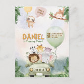 Editable Safari Birthday Invitation Uitnodiging Briefkaart (Voorkant)