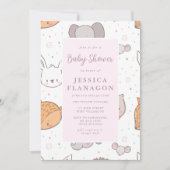 Editable Safari Oerwoud Animal Pink Baby shower Kaart (Voorkant)