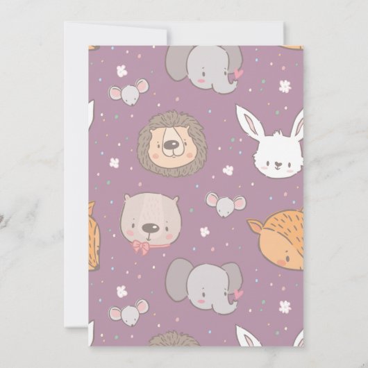 Editable Safari Oerwoud Animal Pink Baby shower Kaart (Achterkant)